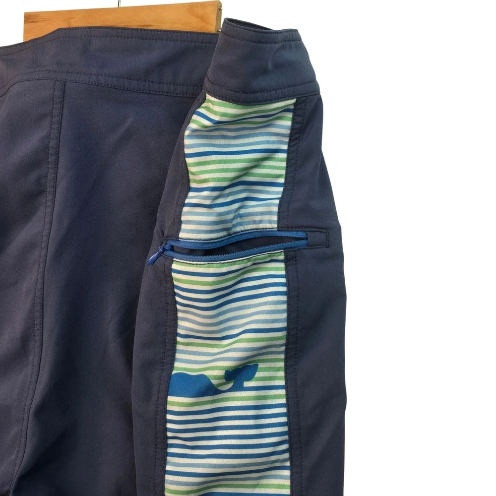 Vineyard Vines Mens Board Shorts Navy Blue Striped Side Panels Sz 42 Swim Trunks